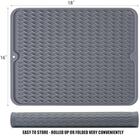 Silicone Dish Drying Mat, Non-Slip Easy Clean Sink Mat