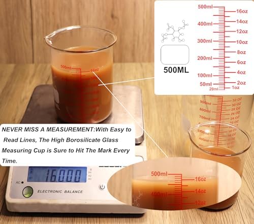 High Borosilicate Glass Measuring Cup-V-Shaped Spout, 500ml Glass Measuring