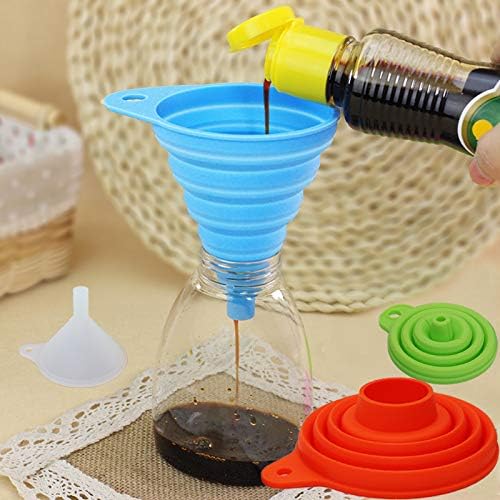 KongNai 4 Sizes Kitchen Funnel Set, Food Grade Silicone Collapsible Funnel