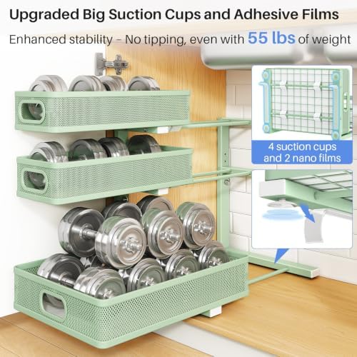 Under Sink Organizer, 3-Tier Thickened Metal Pull out Cabinet Organizer Shelf