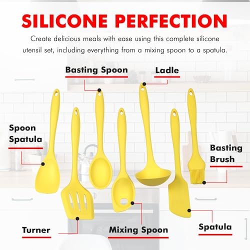 Chef Craft Premium Silicone Kitchen Tool and Utensil Set, 7 Piece
