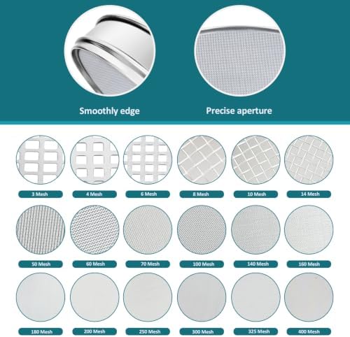 7.9" 304 Stainless Steel Lab Sieve, 10 Mesh Screen Sifter