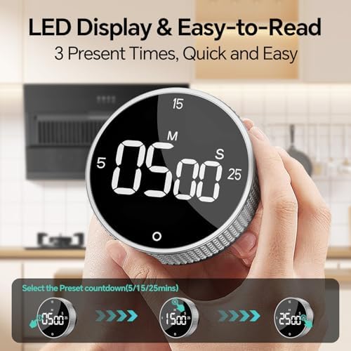 Digital Kitchen Timer with Magnetic, Large LED Display Countdown/Countup Timer