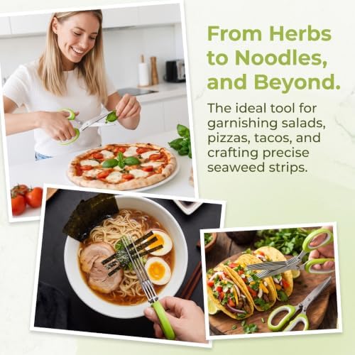 5 Blade Herb Scissors with Cleaning Comb, Thickened Stainless Steel Kitchen