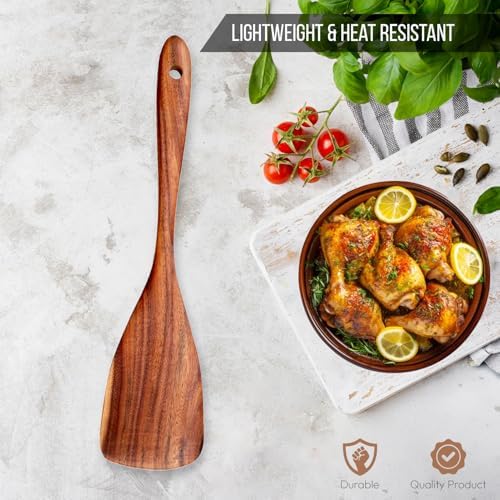 DADU BADU Premium Teak Wood Spatula – 12" Handmade Wooden Turner