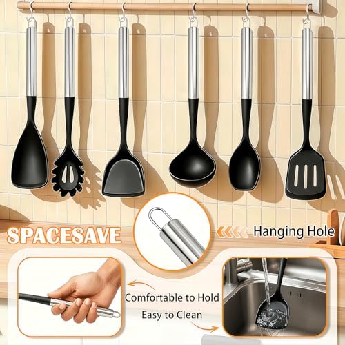 Large Silicone Kitchen Utensils Set, Heat Resistant Silicone Utensil Spatula Set