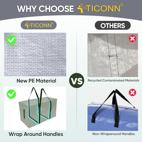 TICONN 8 Pack Extra Large Moving Bags Heavy Duty