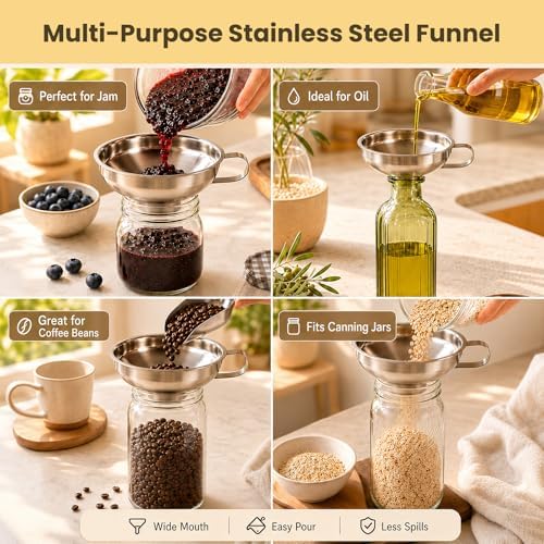 3-Piece Set of Stainless Steel Canned Funnels