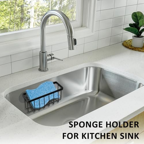 SHFKS Sponge Holder for Kitchen Sink Suction, Dish Sponge Holder-Black