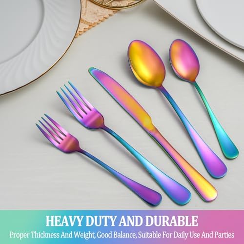 60 Pcs Rainbow Silverware Set Service