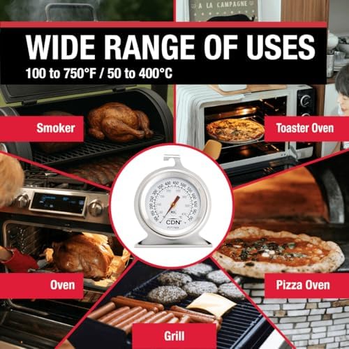 CDN High Heat Oven Thermometer | ProAccurate® | NSF Certified | 100-750°F Range