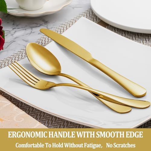 40 Pcs Gold Silverware Set Service