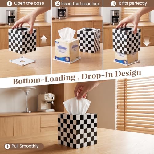 Tissue Box Cover, Classic Checkerboard Pattern