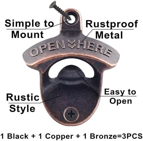 Black Rustic Beer Bottle Opener Wall Mounted Stainless
