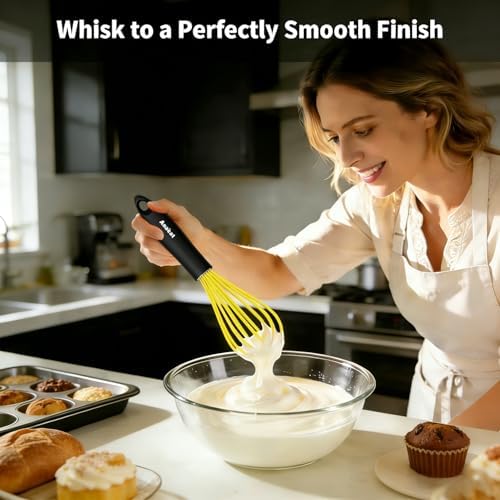 Anaeat Silicone Whisk, Thick Stainless Steel Wire Inner Heat Resistant