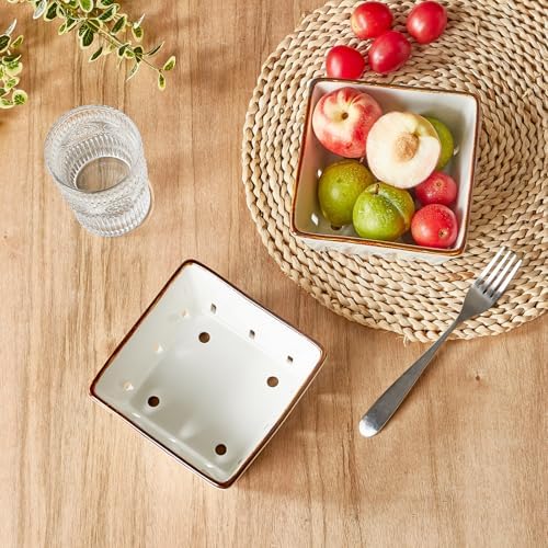 ONEMORE Ceramic Berry Basket Square Fruit Bowls