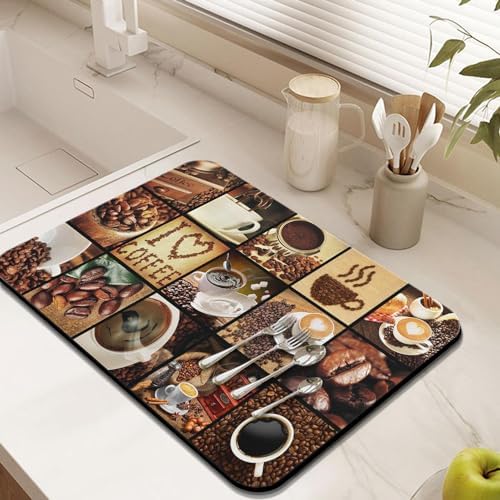 Coffee Bar Mat Accessories for Countertop Super Absorbent Anti-Slip Silicone