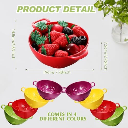 Baderke 4 Pack Mini Colander Plastic Berry Strainer