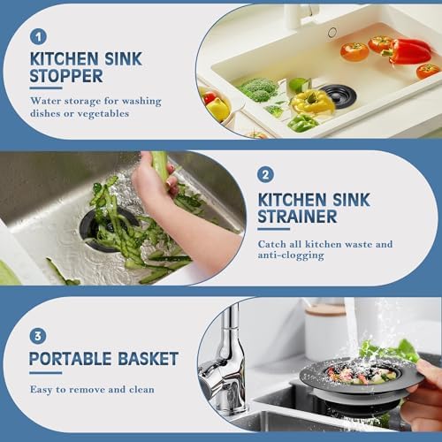 TGOSOMT Kitchen Sink Drain Strainer Stopper, Anti-Clog & Quick Drain