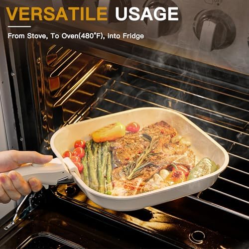 Astercook 23 Pcs Pots and Pans Set Non Stick, Ceramic Cookware Set Detachable