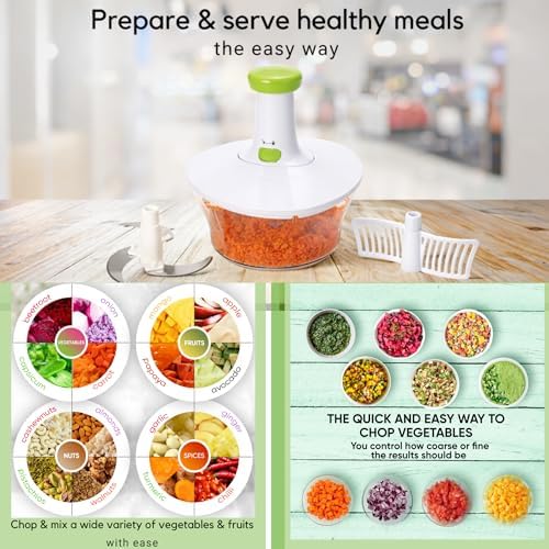 Brieftons Express Manual Food Chopper, 6.8-Cup Hand Pump Vegetable Chopper to