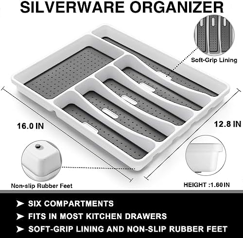 49-Piece Silverware Set with Organizer, Heavy Duty Stainless Steel Flatware Set