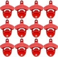12 PCS Red Beer Bottle Cap Opener Wall Mounted Bulk, Stainless Caddy Mount Soda