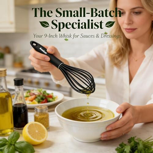 Anaeat 9" Silicone Balloon Whisk, Milk and Egg Beater Blender, Heat Resistant