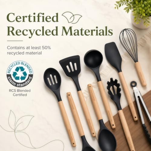 Silicone 10 Pcs Kitchen Cooking Utensils Set, Recycled Materials Certification