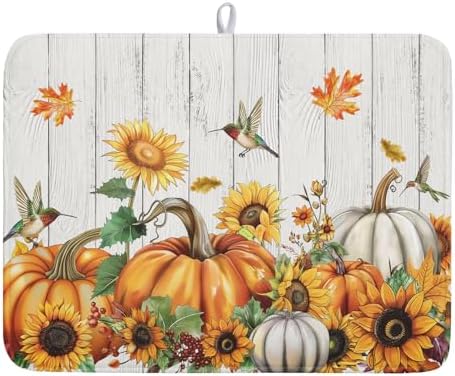 Autumn Harvest Pumpkin Dish Drying Mat