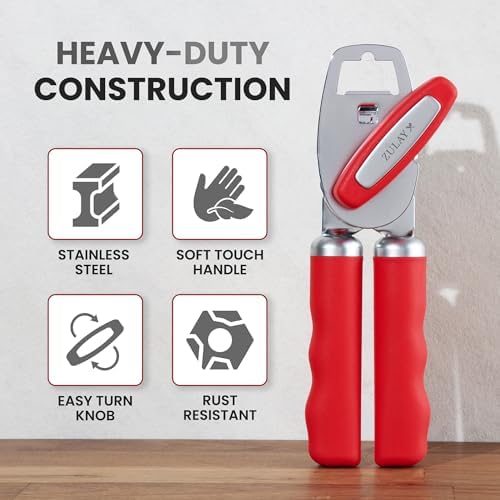 Zulay Kitchen Manual Can Opener Heavy Duty Patented Stainless Steel
