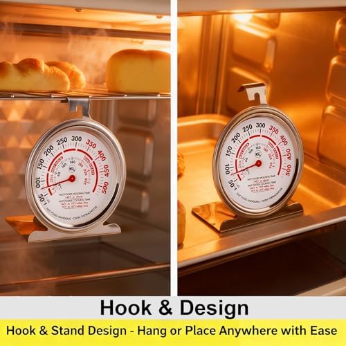 Oven Thermometer 3.23" Dial 50-500°F, NSF Food Safety Zones