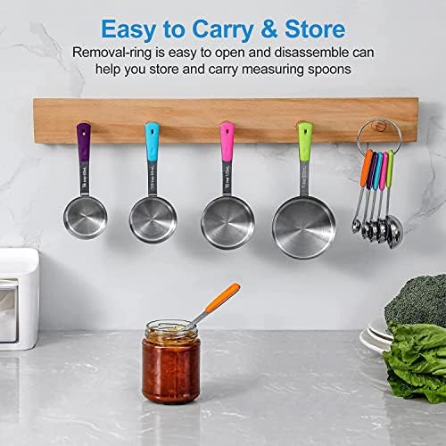Bopei 8-Pcs Stainless Steel Measuring Cups Set, Colorful Handles