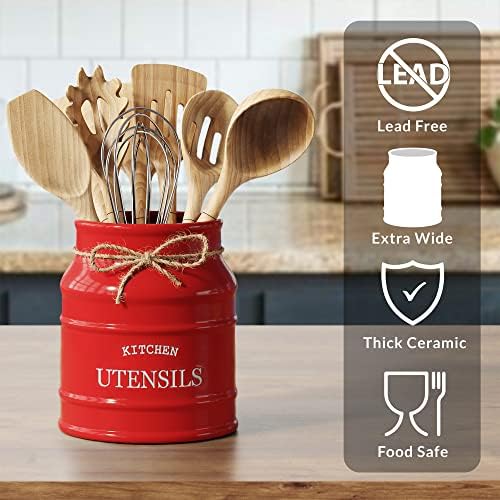 Barnyard Designs Ceramic Kitchen Utensil Holder Countertop 6.75″