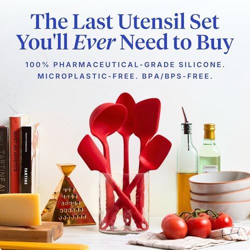 GIR: 5-Piece Silicone Essentials Kitchen Utensils Set – Cherry Red