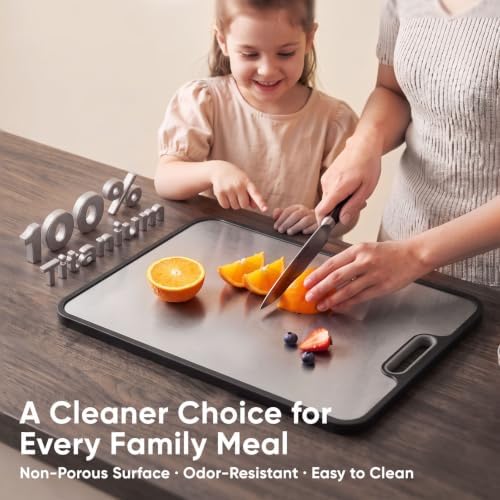 Titanium Cutting Board for Kitchen, Dual-Sided Pure Titanium Surface &