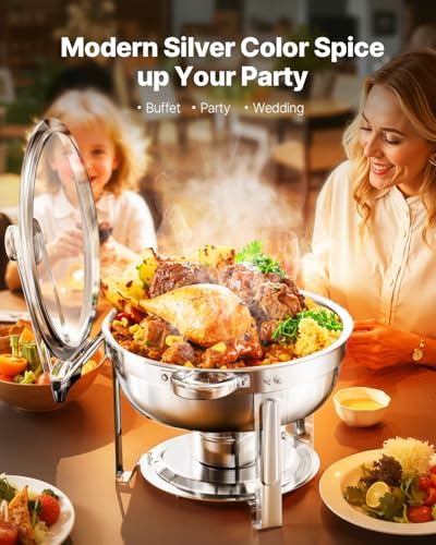 VEVOR Chafing Dish Buffet Set, 5 Qt 2 Pack, Stainless Steel Chafer