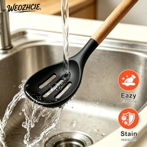 Silicone Cooking Utensil Set, Nonstick Kitchen Utensils 446°F Heat-Resistant
