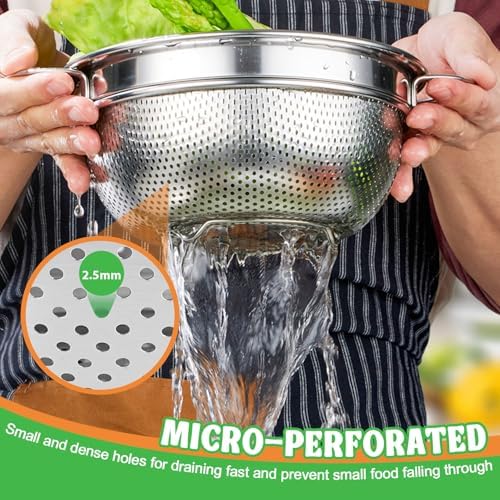 P&P CHEF 3 Quart Colander Strainer Stainless Steel Kitchen
