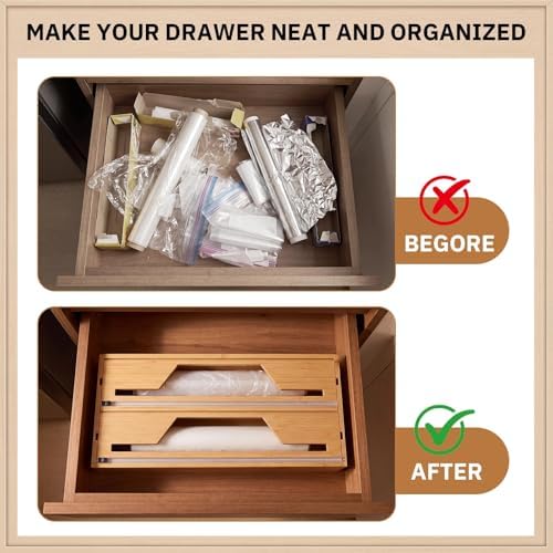 Wesiti 18 Inch Large Plastic Wrap Organizer & Dispenser