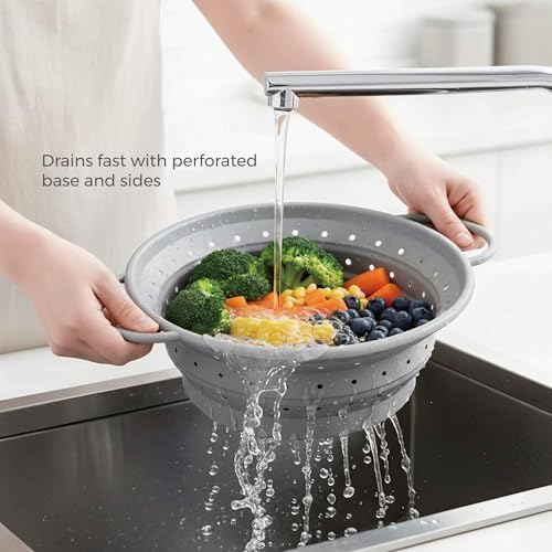 4‑Quart Silicone Collapsible Colander & Kitchen Collapsible Strainer