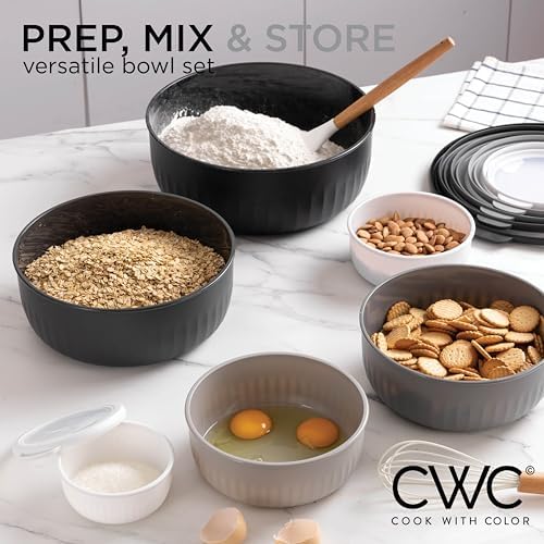 COOK WITH COLOR Prep Bowls with Lids- Wide and Deep Nesting Plastic Small