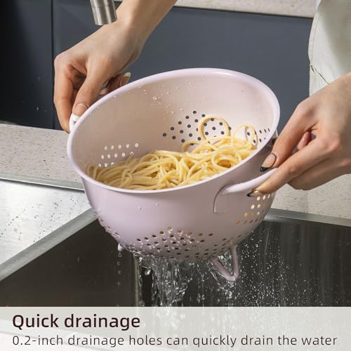 Metal Colander 5 Quart Powder Coated Self-draining Metal Strainer