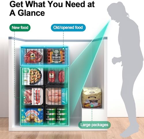 Freezer Organizer Bins, 2 Pack Big Baskets