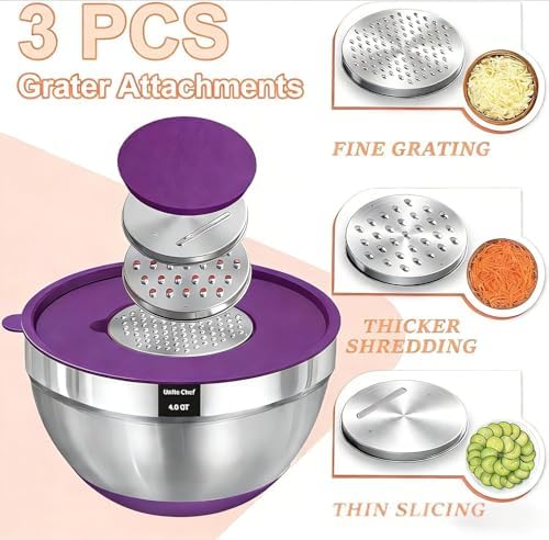 Umite Chef Thickened Heavy-Duty 26pcs Stainless Steel Bowl, Mixing Bowl Set