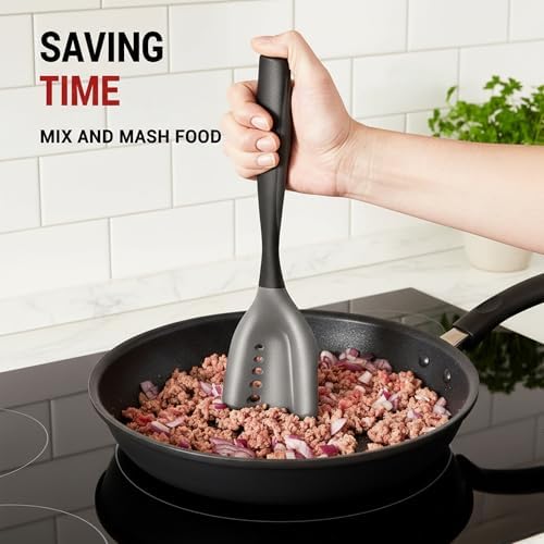 2-in-1 Mincing Spatula Meat Chopper & Potato Masher, Premium Heat Resistant