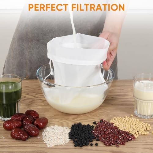 Ultra Fine 300 Mesh Nylon Strainer Bags – 8"x12", Reusable Kitchen Filter Bags