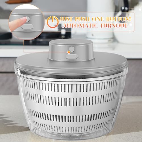 USB Electric Salad Spinner, 4L Large Capacity Lettuce Vegetable Washer Dryer