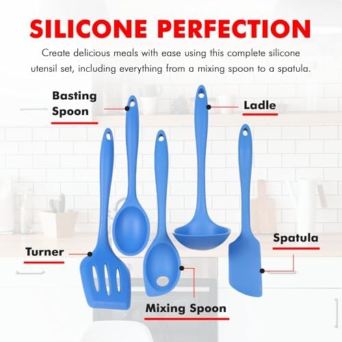 Chef Craft 42075 5 Piece Silicone Kitchen Tool and Utensil Set