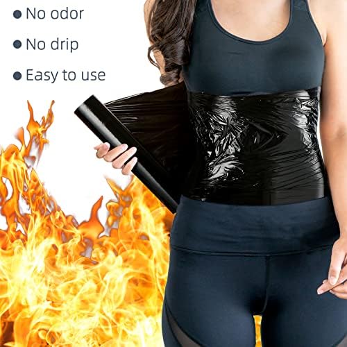 60 Meters Black Osmotic Plastic Body Wrap, Workout and Sweat Enhancer Stomach Wrap Body Wrap Film Applicator Power Wrap(3 Rolls)